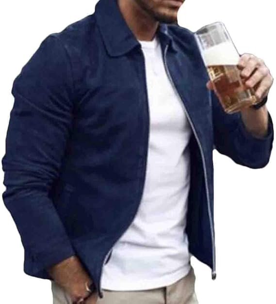 Amazon Qiangjinjiu メンズカジュアルフォークスジャケットフルジップラペル襟長い袖コートスエードアウト 1 Xl コート ジャケット 通販