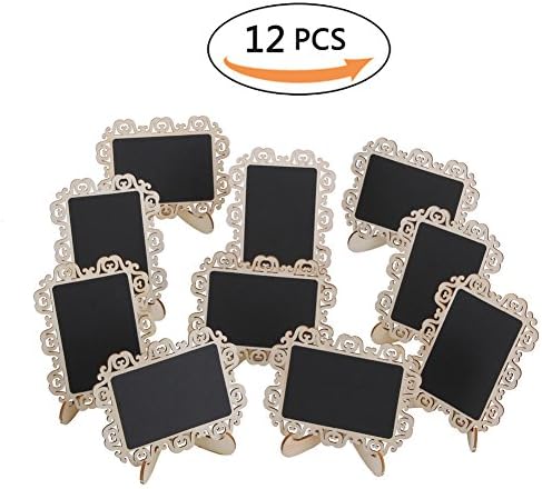 Wood Mini Chalkboard Signs -Stand Blackboard Message Board Wooden Easel for Place Cards Weddings Birthday Parties Event Decorations 12pcs