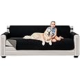 Sofa Shield Couch Slip Cover with Elastic Strap, Cushion Protector, Reversible Stain and Dog Tear Resistant Slipcover, Quilted Microfiber 78in Seat, Washable Covers for Dogs Pets Kids, Black Gray