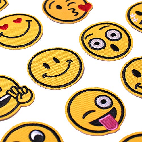 SHELCUP Cool Embroidered Iron on Patches, for Jackets, Packs, Jeans, Assorted Styles, 26pcs Emoi