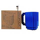 OSOPOLA Build-On Brick Mug Building Blocks Coffee Cup Creative DIY Party Supply Drinkware for Coffee Tea Beverage Drinking Funny Gift (Blue )