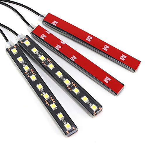 Car LED Strip Light 4pcs 36 LED DC 12V Multicolor Music Car Interior Light LED Under Dash Lighting Kit with Sound Active Function and Wireless Remote Control (Ice Blue)