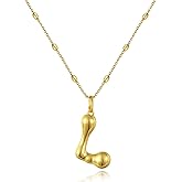 KissYan Bubble Letter Necklace,14K Gold Plated Personalized 3D Puffy Balloon Initial Pendant with Adjustable Bead Chain, Dainty Jewelry Gift for Women