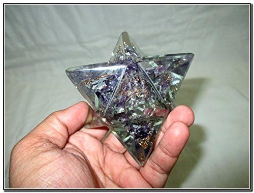 Amazon ラブリービッグ本物のアメジストオルゴンマカバ4 巨大な大きな結晶宝石銅メタルミックスレアヒーリングポジティブなエネルギー面体神聖幾何学メモリー集中瞑想スピリチュアルサイキックピエゾ電気効果ビジネスの繁栄の成功ストレスを解消するの不安障害ラブ