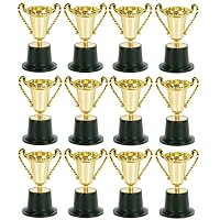 Play Kreative Kids Plastic Golden Award Trophy - Pack of 12 - 5 inch Gold Cup Trophies for Children - Party Favors Reward Prizes
