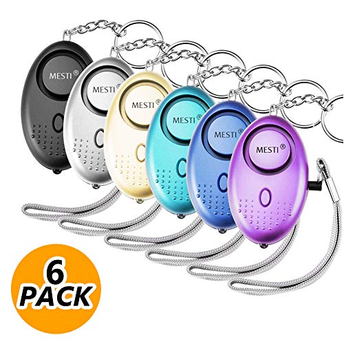 Personal Alarm Keychain 6 Pack，Mesti 130db Personal Safesound Safety Emergency Alarms for Women