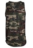 Pitbull Gym DRI-FIT Hemed Workout Cut Tank Top (LARGE, Camo)