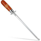 Knife Sharpener Rod, Kitchen Knives Sharpener Carbon Steel Professional Knife Sharpening Steel, Honing Rod with Hanging Holes (13 inches), B