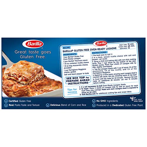 BARILLA Gluten Free OvenReady Lasagne, 10 Ounce NonGMO Gluten Free