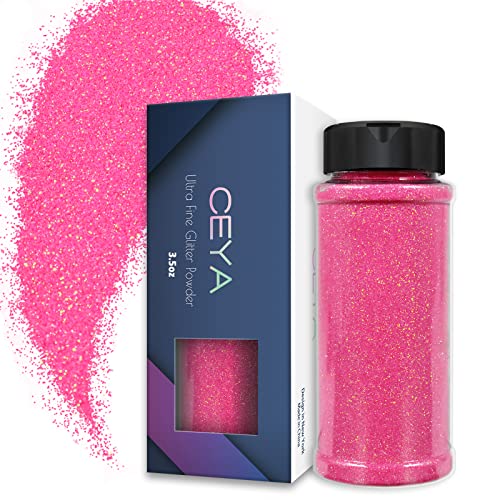 Ceya 3.8oz/ 110g Ultra Fine Glitter Powder Rose Pink Iridescent Glitter 1/128” 0.008” 0.2mm for Slime Epoxy Resin Craft Tumbler Jewelry Nail Art Festival Makeup Scrapbook Painting Wedding Cards