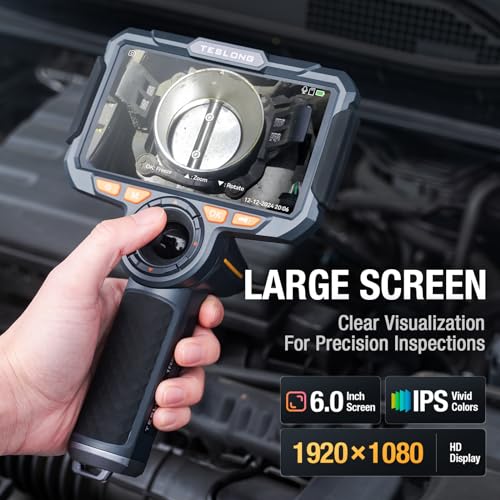 Teslong 4-Way Articulating Borescope with Dual Lens Endoscope, 1080P HD Steerable Mechanic Inspection Camera with with LED Light, See in Wall Automotive Engine Scope(0.24inch-5FT)