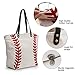 YIQIGO Baseball Handbag for Woman Shopping Handbag Travel Handbag Canvas Casual Shoulder Handbag(Off White)