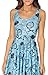Women's Cartoon Printed Stretchy Sleeveless Pleated Fit and Flare Skater Dress