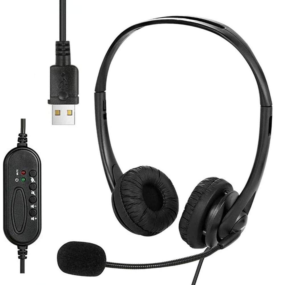 Gaming Headset,Headsets with Microphone,USB PC Headset,Clear Voice,Super Light, Ultra Comfort,2M Long Cable,Noise Cancelling & Audio Controls, PC Headphone for Gaming Skype Call Center Office Computer