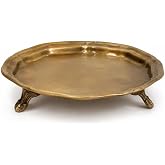 Brass Jewelry Dish 5.3 Inch Ring Dish Trinket Tray Candle Tray | Solid brass footed tray for rings jewelry keys and candles w