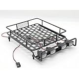 WishRing RC 1:10 Roof Luggage Rack LED Light Bar Wrangler Tamiya CC01 SCX10 Axial 514 (Black)