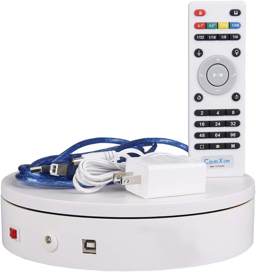 ComXim 360 Degree Photography Turntable for Product Shooting,WiFi and USB Control,7.87 inch,44Lb Capacity,3D Scanning,Control Speed and Direction, Remote Control, Electric Turntable Display Stand