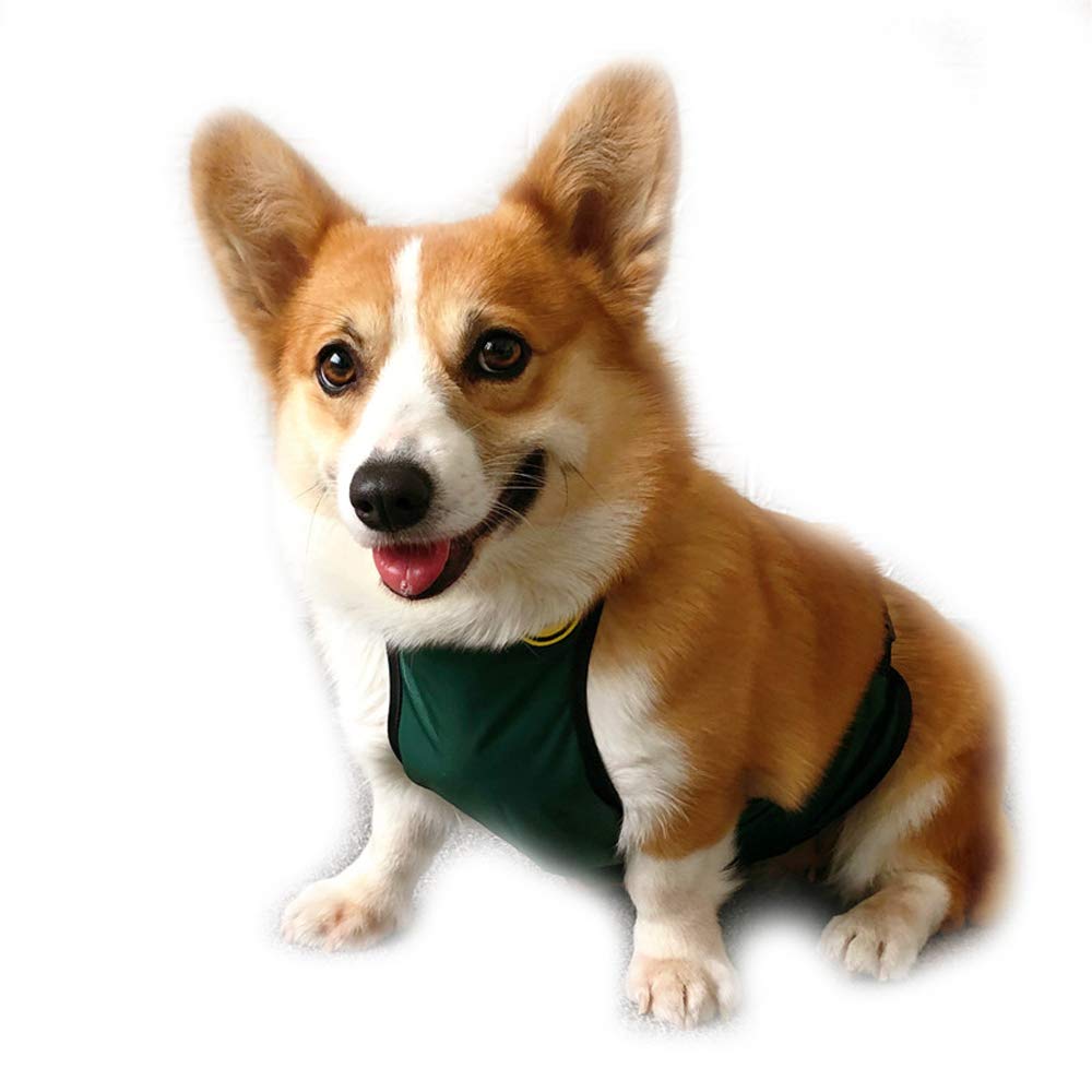 Dog Harness, Chest and Belly Protector Pet Vest Clothes Breathable Waterproof for Dogs Cats Corgi (XS, Green)