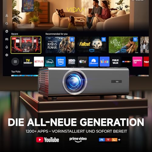 4K Smart Projector with VIDAA, Compatible with Netflix App, Dolby Audio & HDR10+, KOGATA Original AirPlay, Auto Focus, 6D Keystone, WiFi 6 & Bluetooth, Home Cinema Projector for Streaming without TV