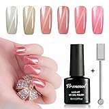 Vrenmol 6pcs Cat Eye Nail Gel Polish Pink Shining Set Soak Off UV/LED Lacquer Manicure Nail Art Kit 8ml + Free Magnet Stick