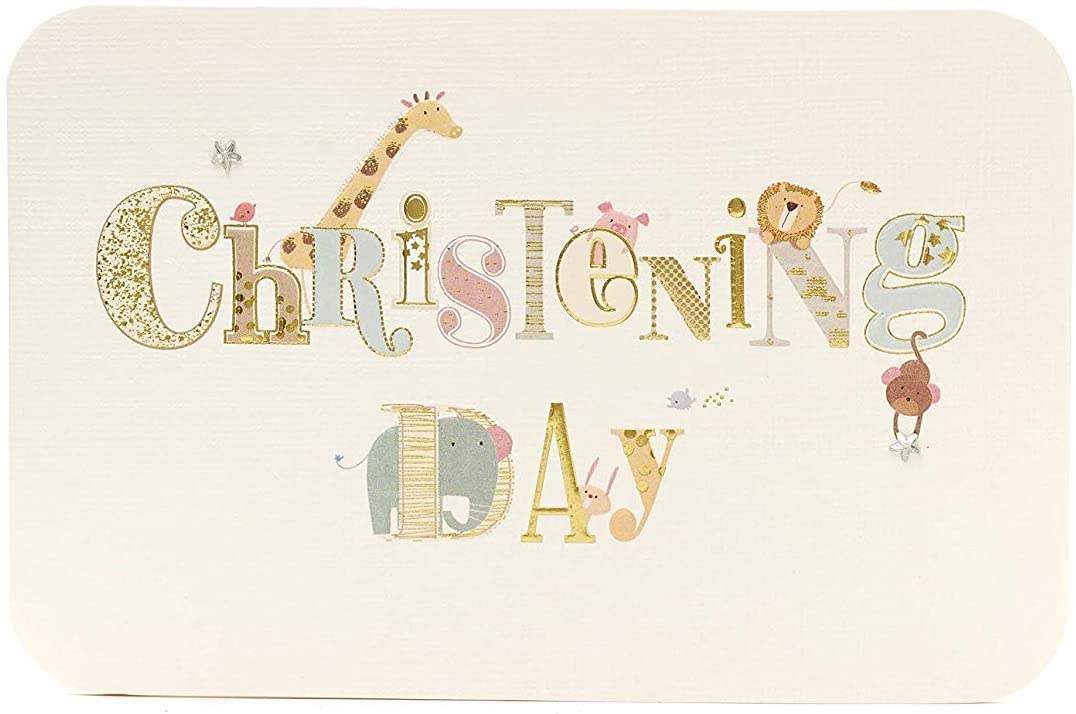 Christening Card - Greetings Card for Christening - Christening Card with Cute Animals - Christening Gifts - New Baby Gifts