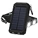 Solar Charger, GRDE 10000mAh Dual USB Ports IP67 Water-Resistant Portable Solar Power Bank Phone Charger with 2 Flashlights Carabiner & Compass for iPhone iPad iPod Cell Phones Tablet Camera