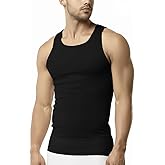 Pure Look Men’s 3-Pack Cotton Ribbed Lightweight A-Shirt Undershirt Tank Top