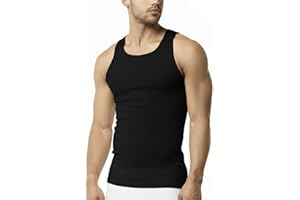 Pure Look Men’s 3-Pack Cotton Ribbed Lightweight A-Shirt Undershirt Tank Top
