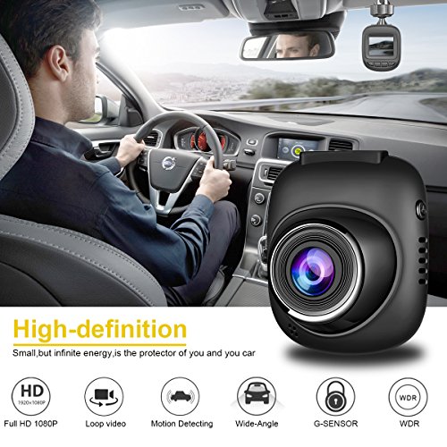 Car Dash Cam / Dash Camera, CarPuride Mini FHD 1080p Dashboard Camera Car DVR Video Recorder with Night Vision, 168Â°Wide Angle, G-sensor, Loop Recording, Motion Detection