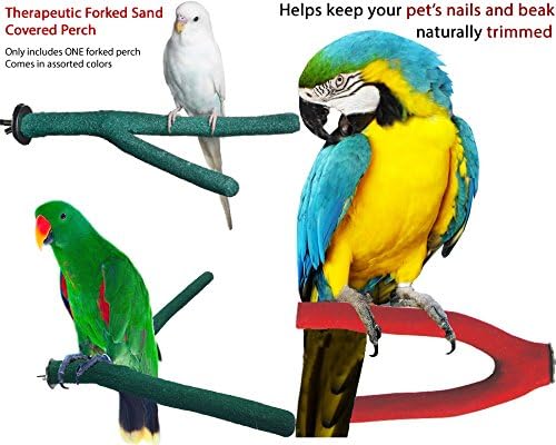 Therapeutic Sand Covered Forked Grooming and Pedicure Bird Perch (Medium)