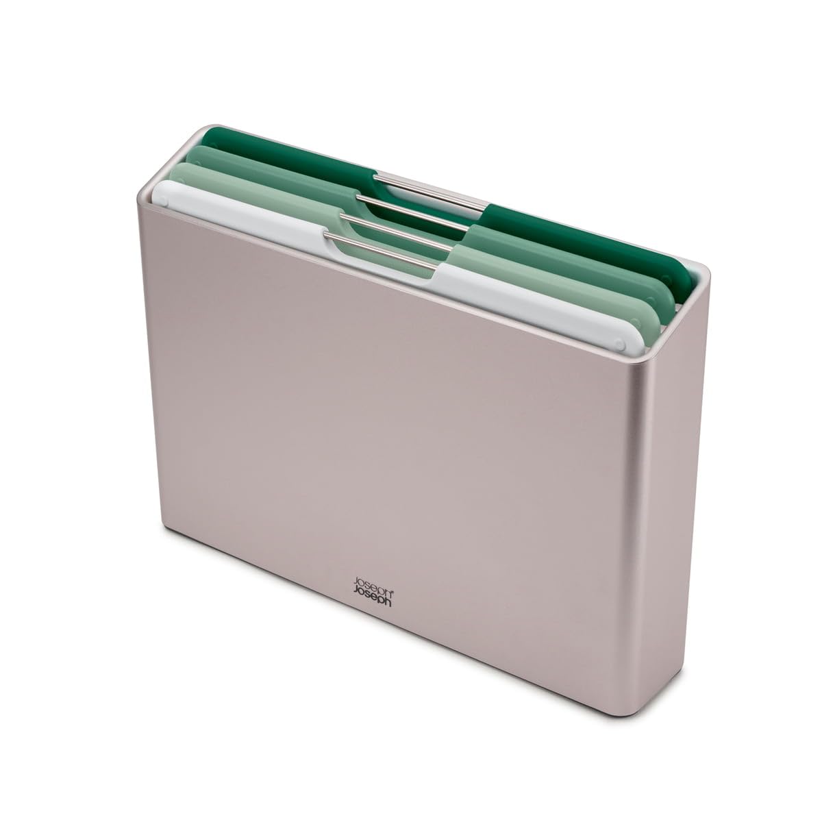 Joseph Joseph Folio Editions 4 piece colour coded Chopping Board Set, slimline case for organised storage, Large - Sage Green