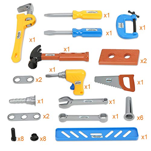 Elec3 Toy Tools, Kids Tool Set 40 Pieces for Toddlers, Boys Construction Play Tools Kit with a Durable Plastic Case-Children Learning, Educational Gift