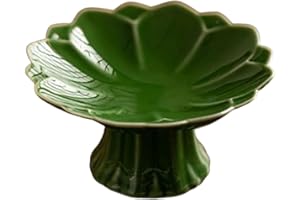 FLCPJGV Modern Ceramic Footed Bowl for Elegant Dessert Presentation, Green