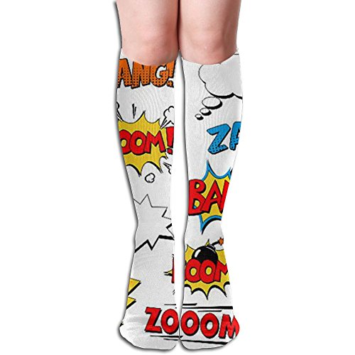 Buy Novelty Boom Word Pattern Knee High Socks Running Tube Socks Thigh