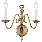 Livex Lighting 5002-01 Williamsburgh 2 Light Antique Brass Wall Sconce