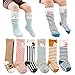 Fansco 6 Pairs Toddler Socks, Non Skid Knee High Cotton Socks for Baby Boys & Girls (M(2-4 Years))