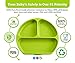 Babiere Silicone Toddler Plate – Powerful Suction Base Stays Put to Highchair – Grip Dish with Divided Sections – BPA & Toxin Free, Microwave & Freezer Safe – Free Silicone Baby Spoon – Green