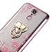 CaseHaven LG K20 Plus Case, Glitter Crystal Heart Floral Series - Slim Luxury Bling Rhinestone Clear TPU Case with Ring Stand for LG K20 V/LG K10 2017 / LG Harmony/LG Grace - Rose Gold