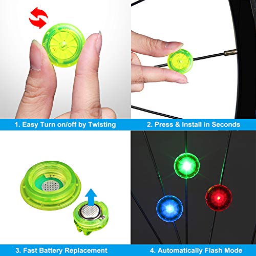 MapleSeeker Bike Wheel Lights Bike Spoke Lights with Batteries Included