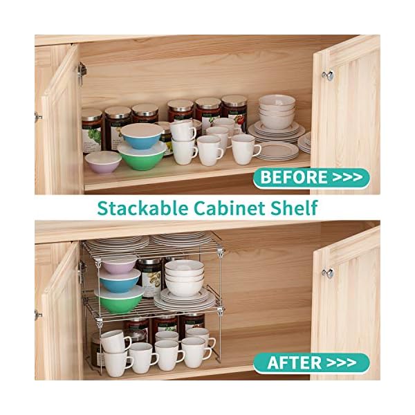 HapiRm-Cupboard-Organiser-Kitchen-Shelf-Organiser-Insert-Dish-and-Spice-Rack-Cupboard-Shelf-Stackable-for-Food-Kitchen-Accessories-and-Utensils-Made-of-Stainless-Steel-2-Pack HapiRm Kitchen Cupboard Organiser Shelf Organiser Kitchen Storage, Stackable Plate Organiser for Kitchen Cupboard…