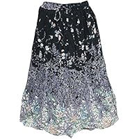 Mogul Interior Womens Patchwork Hippy Long Skirt Vintage Printed Boho Summer Skirts