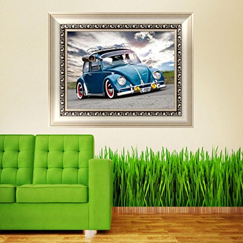 Yeefant Car Realistic Modern Art Embroidery Paintings No Fading 5D Canvas Rhinestone Pasted DIY Diamond Cross Stitch Home Wall Decor for Bedroom Living Room,12x16 Inches