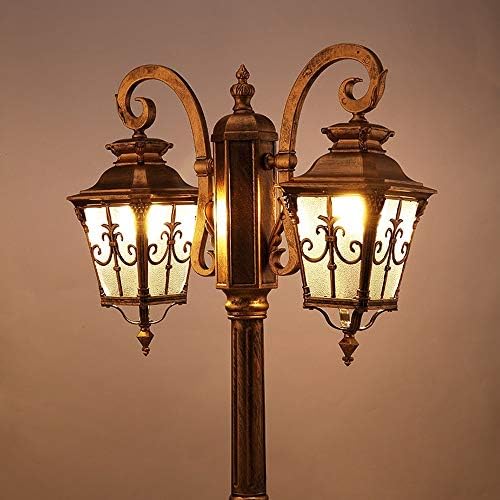 DFEIL 2-lights Victorian Outdoor Vintage Street Light European Courtyard Post Lantern American Residential Villa Landscape Exterior High Pole Post Lamp Waterproof Lawn Garden Bollard Lighting