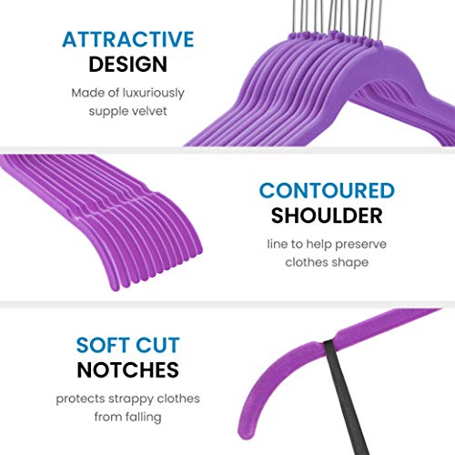 image for ZOBER Premium Velvet Shirt Hangers (50 Pack) Non Slip Clothes Hangers,