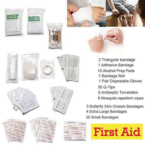 Car Truck RV Emergency Safety Kit 123Pcs Roadside Assistance Winter Survival Rescue Tools with Jumper Cable Tow Rope Triangle Blanket and First Aid Kit Bandage, 2 Year Warranty