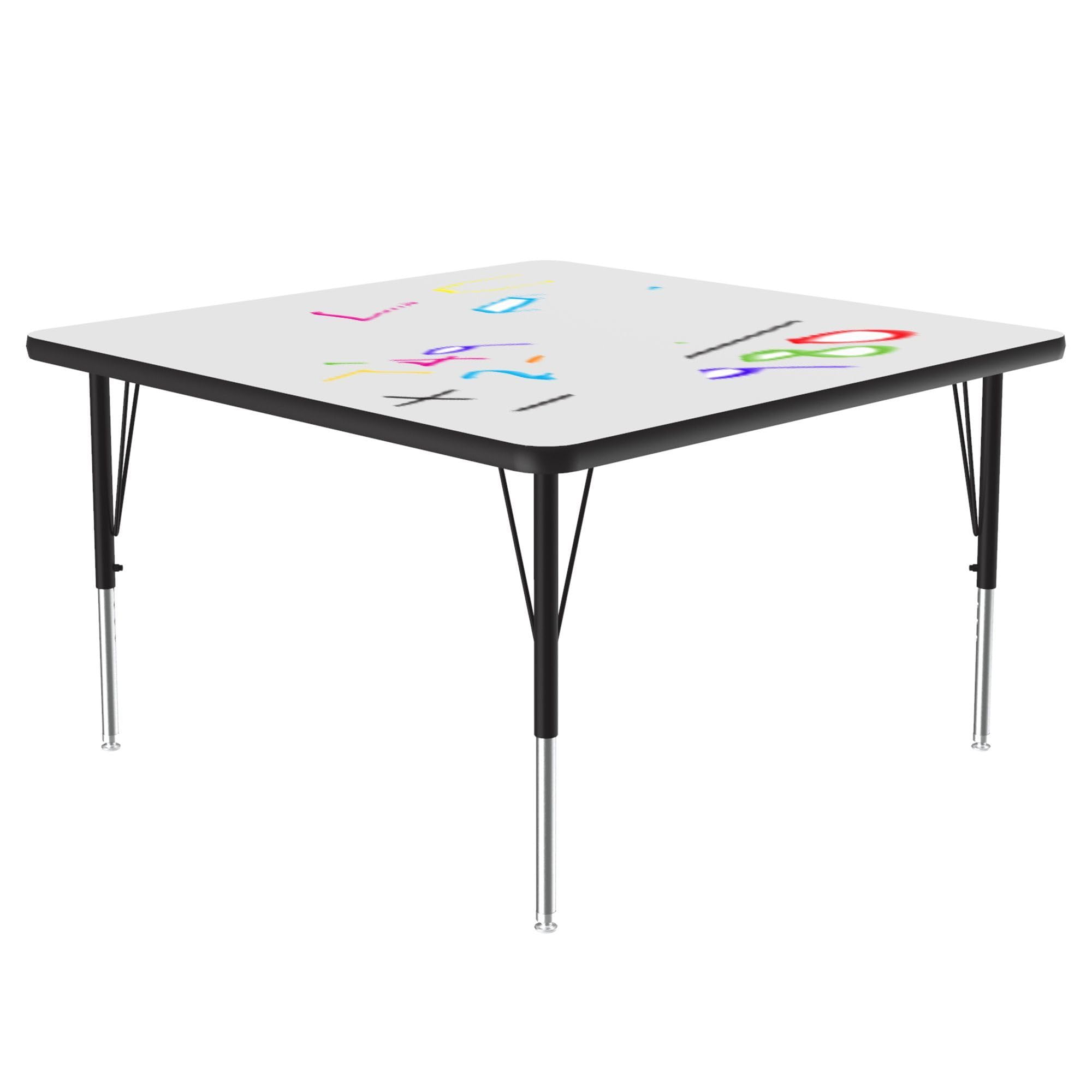 Photo 1 of ***(MISSING LEGS -SELLING TABLE TOP ONLY)*** 
Correll 42"x42" Square, Classroom Dry Erase/Markerboard Top Activity Table, Height Adjustable (19"-29), White Durable High Pressure Laminate, School Furniture, Made in The USA   ***(BOX RIPPED/TORN, SOME SCUFF