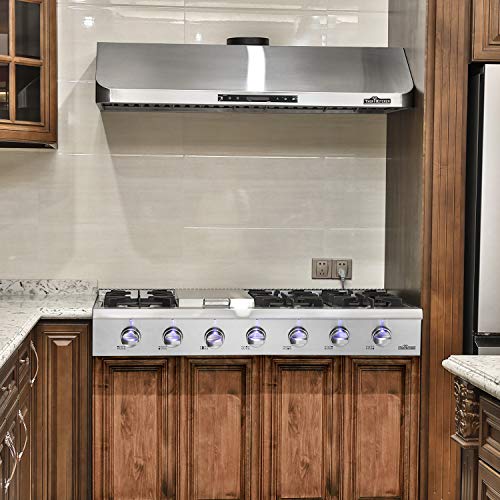 Thor Kitchen 48" Stainless Steel Gas Rangetop Cover Gas Stove Top Cooker Cooktops with with 6 Sealed Burners and Griddle- 2-years-warranty - with LP Conversion Kit - Thumbnail 5
