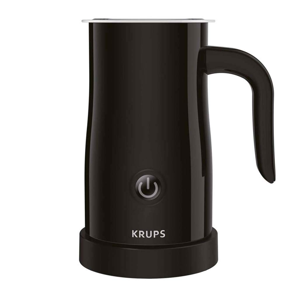 KRUPS Electric Milk Frother, One-Touch Control with Hot & Cold Foam, Non-Stick Jug, 360° Rotating Base, Auto Shut-Off, XL1008 – Black