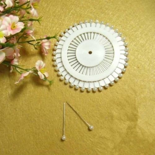 Safety Pins Decorative Craft Round-head Pins Dressmaking Wedding Faux Pearl Corsage Sewing Pins 32mm 480pcs (White)