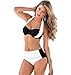 Andyshi Bikini Swimsuit Womens Swimming Beachwear Push Up Swimwear Scooped Open-Tri Pieces (Large(US4-6), White/Black)